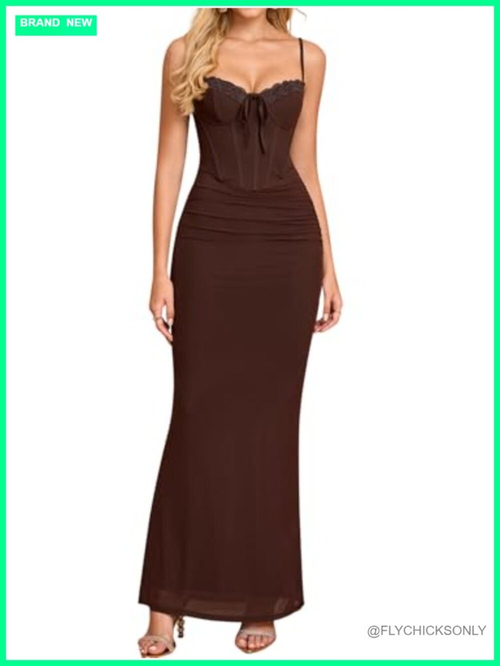 Corset Bodycon Maxi Dress Ruched Floral Lace Neck Wedding Guest Formal